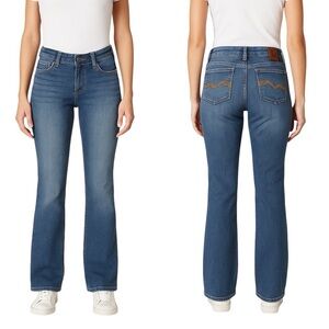 American Rag Flare Jeans Medium Wash Embroidered Pocket Bootcut Retro Size 7L